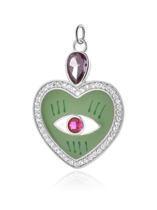 Platinum [C style] 925 Sterling Silver Cubic Zirconia Enamel Trend Heart Pendant